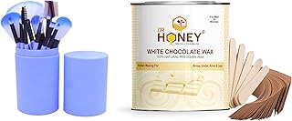 DR HONEY hair removal white chocolate wax 600 gram and Makeup Brush (pack of 12) Eye-Shadow Makeup Brush Set blue box
