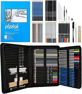 Wynhard 71 Pcs Colour Pencils Drawing Kit Sketch Color Pencil Set Sketch Kit Drawing Colour Pencil Shading Sketching Kit Water Colour Pencil Set for A
