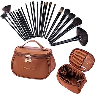 24 Piece Professional Makeup Brush Kit Set with Blender | Soft Vegan Bristles | Foundation, Concealer, Eyeshadow & Eye Makeup Brush Travel Bag for Wom