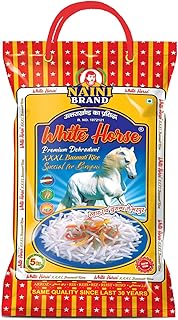 Naini Brand White Horse Premium Dehraduni XXXL Basmati Rice 5kg | Special Biryani & Pulav Basmati Rice