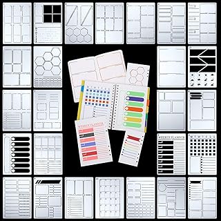 26 Pieces A5 Journal Stencils Plastic Planner Set DIY Templates Planner Weekly Layouts Bullet Dot Grid Journal Stencils for DIY Notebook Diary