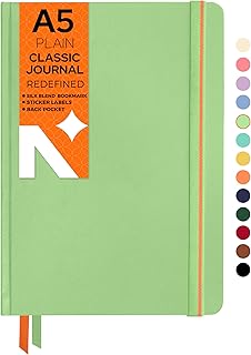 NEORAH — A5 Plain Classic Notebook-110 Gsm (210x148mm) -Hardcover Unruled Journal| Includes Book Marks | BackPocket |Sticker Label- Office Notebook Jo