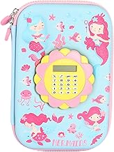 SHAKTISM EVA Pencil Case with Calculator, 3D Mermaid Theme Stationery Organizer, Multi-Storage Compartments, School Supply Pouch for Students and Kids