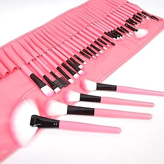 Suqin Professional Makeup Brush Set, 32 Pieces, Pink, Natural and Synthetic Hair, for Foundation, Blending, Blush, Concealer, Eyeshadow