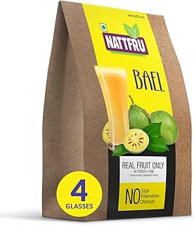 Nattfru Bael Juice Powder 60g with No Added Sugar, Wood Apple Powder for Eat, 4 Servings for Healthy Gut & Good Digestion, Helps in Detoxifying Body,