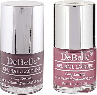 DeBelle Gel Glossy Finish Nail Polish Combo Set of 2 - (Majestique Mauve, Laura Aura)- 16 ml, 8 ml Each