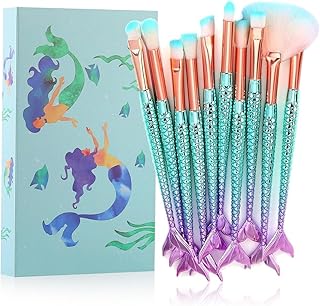COOFANDY Makeup Brush Set 10Pcs Eye Makeup Brushes, Foundation Eyebrow Blush Brushes, Easter Basket Stuffers Essentials, Christmas Gifts for Grandkids
