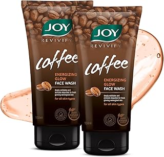 Joy Tan Removal Exfoliating Coffee Face Wash (2X150ml) | Energizes Dull Skin & Reduces Puffiness | Deep Cleansing Exfoliating Face Wash for All Skin T