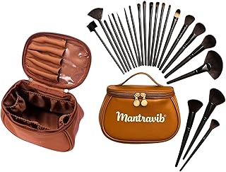 24 Pcs Professional Makeup Brush Set with PU Leather Travel Pouch | Soft Vegan Bristles Full Face & Eye Makeup Brushes Kit for Women & Girls (Multicol