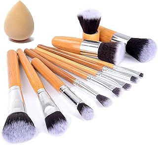 Bamboo Makeup Brushes -12pcs Natural Make up Brushes - Vegan Make up Brush Set -Pro Cosmetics Kabuki Brush - Extremely Soft Makeup Brush Set - Beauty