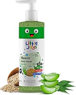 Little Joys Anti-Bacterial Neem Body Wash for Kids (2+ Years) 250ml | With Vit E, Oats & Aloe Vera Extract | Gently Exfoliates, Protects & Deep Cleans