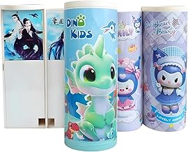 Multipurpose Pencil Box with Solar Calculator, Large Cartoon Printed Case for Kids, Big Size Stationery Organizer, Plastic(Pack of 1,Multicolor)