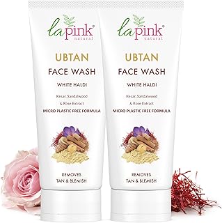 La Pink Ubtan Face Wash Woman | Infused with Saffron, Sandalwood & Walnut | Deep Exfoliation & Skin Brightening | Removes Tan & Impurities | 100% Soap