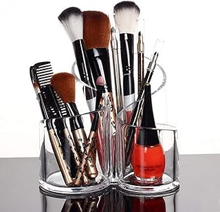 Acrylic Makeup Brush Cosmetic Storage/Organizer/Desk and Dressing Table Stand / (3 Compartment/Medium)