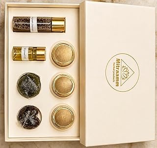 Premium Herbal Care Trial Travel Kit | Shampoo Hair Oil Body Butter Scrub Soaps Kumkumadi Cream Combo | Mini Skincare Haircare Kit for Men Women