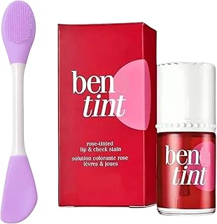 Professional 2-Piece Natural Glow Combo – Includes Iconic Rose-Tinted Lip & Cheek Stain (Bene Tint) and Dual-Ended Silicone Face Mask Brush & Pore Cle