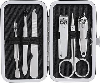 Premium Manicure Set 6 pcs, Stainless Steel, Portable Travel Grooming Kit for Men with Luxurious Black Case - California Proposition 65 listed - Lead