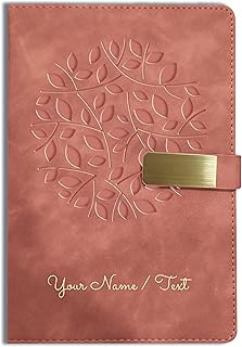 Brown Cloud Personalized Brown/Tan Velvet Finish Self design Leather Cover Notebook/Diary Ruled with Personalised/Customized Message/Quote/Name for Pe