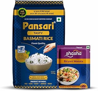 Pansari Tasty Tibar Basmati Rice 1 KG with Great Taste and Aroma|Broken Rice and Fortified|Perfect fit for Everyday Consumption Basmati Rice- 1 kg