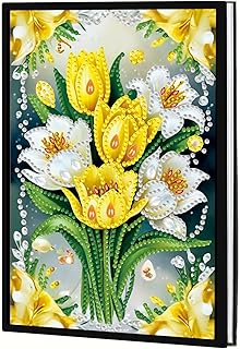 Diamond Painting Blank Notebook Kits for Adults，Tulip Diamond Art Dairy Cover for Journal Sketchbook, Drawing Painting Adult Hardcover Journal Notepad