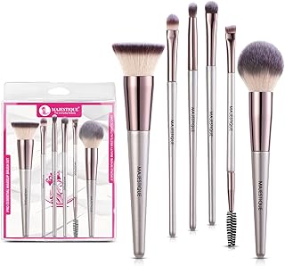 Majestique Makeup Brush Set Professional – 6 Pcs Face & Eye Makeup Brushes | Foundation, Powder, Eyeshadow & Eyebrow Brush Kit for Flawless Makeup - P