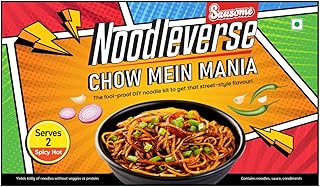 Sausome Noodleverse Chow Mein Mania | DIY Gourmet Noodle Kit with Sauce & Spices | Smoky, Saucy & Addictive | Cooks in 6 Mins | Serves 2| Make Desi St