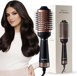 Urban Yog MakeMeeBold Hot Air Brush | 2-in-1 Hair Dryer & Straightener with 3 Temp & 2 Speed Settings, 360° Airflow Vents, PTC Fast Heating, Ceramic P