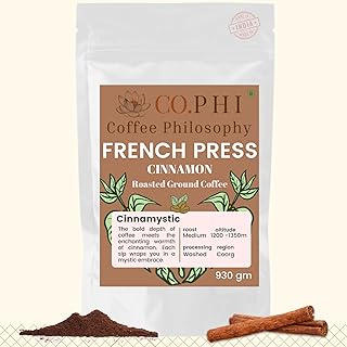 COPHI Coffee Philosophy Cinnamon Blend (930g) French Press Coffee Powder, Medium Roast, Arabica Robusta, Flavored Gourmet Coffee, Specialty Ground Cof