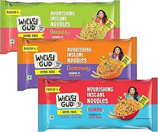 WickedGud Nourishing Instant Noodles Range | No Maida | No Oil | No MSG | High Protein | High Fibre | Cholesterol Free, 720 Grams