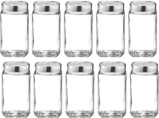 Square Shape Glass Jar for Kitchen Masala Storage 1kg Set with Airtight Lid Containers Spices Dry Fruits and Pickle Container Pack of- (4)