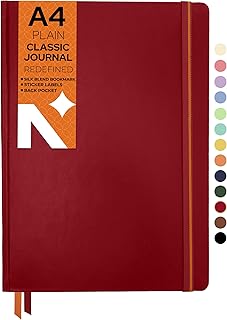 NEORAH - Plain, A4 Notebook - Unruled Journal - 160 Pages- 110 GSM- (29.7 cm x 21.0 cm) - 2026 Office Notebook, Hardcover Completely Handmade, BUJO, D