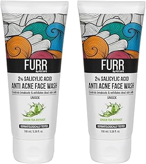 FURR Anti Acne Face Wash For Men & Women - 100ml With Green Tea | Face Wash For Men & Women | Reduces Redness | 2% Salicylic Acid | Exfoliates Dead Sk