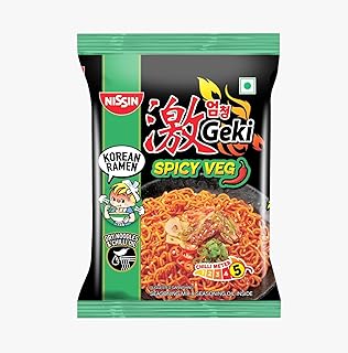Nissin Geki Korean Ramen Spicy Veg Instant Noodles, 80gm