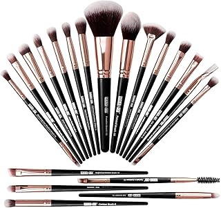 MAANGE Professional Makeup Brush Set 20 Pcs Foundation Eyeshadow Blush Brush Kabuki Blending Concealers Face Powder Eye Make Up Brushes Set Kit (Black