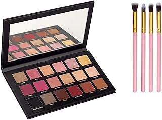 HUDA CRUSH BEAUTY Eyeshadow Palette with Brush Set Combo of Rose Gold Remastered Edition Eye Shadow Pallet with 4 Pcs Eye Shades Blending Brushes (Pin