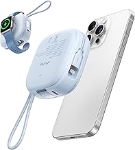 URBN 10000mAh Atom Link 5-in-1 Magsafe Power Bank | Built-in USB Type-C Input & Lightning Cable | 15W Fast Wireless & 20W Wired Charging|Compatible wi