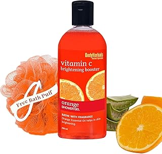 BodyHerbals Orange Shower Gel 200ml | Aloe Vera & Seabuckthorn Enriched | Brightening & Refreshing Body Wash for Women & Men | Vegan, Paraben-Free | A