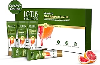 Lotus Botanicals Vitamin C Skin Brightening Facial Kit |Boosts Glow | Brightens Skin Complexion | 5 Step Facial Pack Suitable For All Skin Types