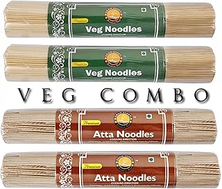 GRAIN SHAKTI Premuim Veg Noodles & Premuim Atta Noodles | No Preservatives | 100% Healthy Maida | Serves 4-5 | Veg 350g x 2 Pack | Atta 350g x 2 Pack
