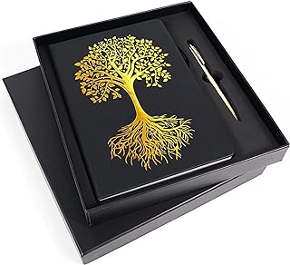 Veway Tree of Life Journal and Pen Gift Set - Vegan Leather Journal with Pen - Professional Diary for Women or Men - A5 Hardcover Fancy Notebook Gift