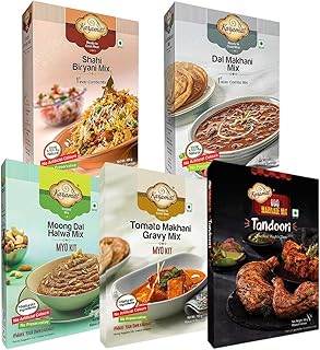 Karamat Bonanza Combo Pack of 5 (Tomato Makhani 100g + Dal Makhani 400g + Shahi Biryani 400g + Moong Dal Halwa 200g + Tandoori Marinade 100g), Pantry
