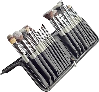 Uroparis Semi-PRO Makeup Brush Set — 23 Brushes with Folding Leather Pouch | Makeup Tool with Wooden Handle | For Flawless Application | Easy to Carry
