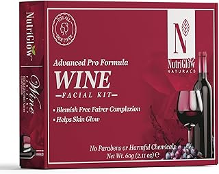 NutriGlow NATURAL'S Advanced Pro Formula Wine Facial Kit For Glowing Skin With Goodness Of Red Grape Extracts, Blemish Free, All Type of Skin Solution