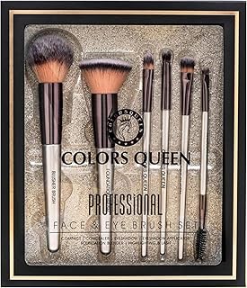 Colors Queen Professional Face & Eye Makeup Brush Set of 6 | Premium Easy to Hold, Ultra Soft Bristles, Face & Eye Makeup Brush Set for Liquid, Cream