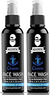 Muuchstac Ocean Face Wash for Men (2 x 100ml) – Anti-Acne/Pimple, Oil Control & Skin Brightening Cleanser – with Niacinamide, Menthol & Licorice Extra