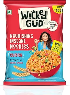 WickedGud Curry Nourishing Instant Noodles 60g | Healthy Noodles | No Maida | No Palm Oil | No MSG | High Protein | High Fibre | Cholesterol Free