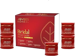 Jovees Herbal Bridal Brightening Facial Kit For Brighter & Radiant Glow With 5 Easy Steps | Kit for Reduced Pigmentation Improves Uneven Skin Tone, Da