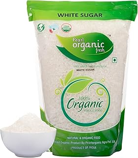 Pearl Organic Fresh White Sugar 1Kg – USDA Certified Organic Cane Sugar, Pure Fine Granulated Sugar, Non-GMO, Natural Sweetener for Baking, Cooking, C