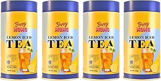 Guppy Moms Lemon Iced Tea – Sugar-Free, Natural Lemon Fruit Drink | Low-Calorie Energy Drink Alternative & Premium Mixer | Easy to Make | 200g x 4 Pac