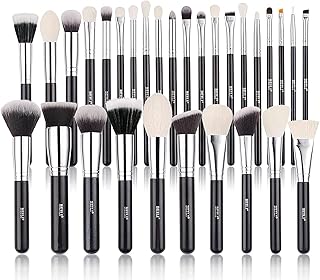 30Pcs Professional Makeup Brushes Set Natural Goat Hair Premium Synthetic Kabuki Foundation Blending Brush Face Powder Blush Concealers Eye Shadows Ma
